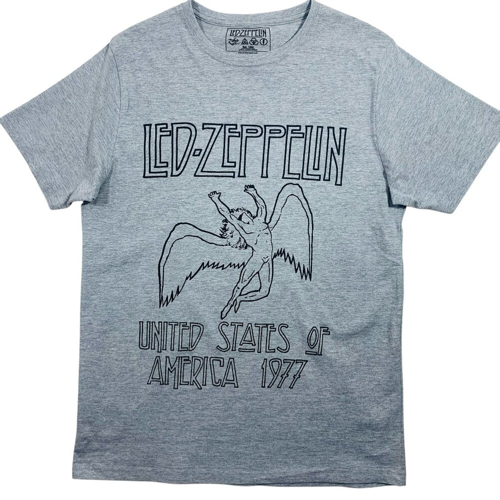 NEW LED ZEPPELIN  logo band T-shirt  color grey  men t-shirt size medium